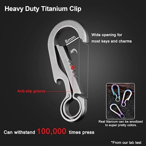 PJYTAC Titanium Carabiner Keychain Clip Small Carabiner Clips Heavy Duty Key Holder Anti-Lost Quick Release Key Chain for Keys Bottle Opener Keychain thumbnail 3