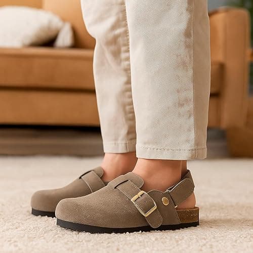 Project Cloud 100% Genuine Leather Kids Clogs with Natural Cork Footbed & Memory Foam Insole Arch Support - Non-Slip Clogs for Kids - Slippers Sandals for Boys & Girls Footwear thumbnail 2