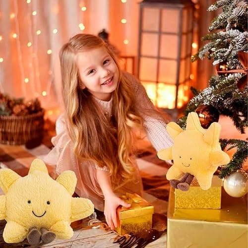 Cute Sun Plush Toy, Smiling Fun Filled Sun Pillow, 12" Yellow Sunshine Stuffed Animal, Sunshine Animal Pillow Soft Plush Toy for Children's Birthday Gift thumbnail 2