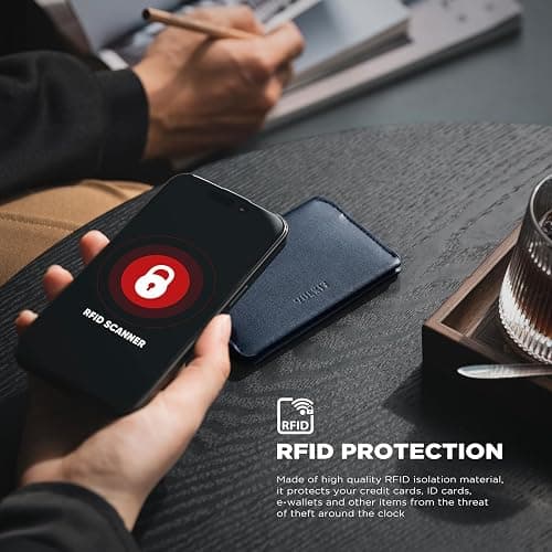 VULKIT Slim Minimalist Card Holder RFID Blocking Leather Credit Card Holder Front Pocket Wallet Magnetic Closure thumbnail 2