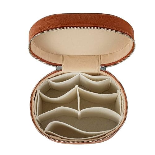 Makeup Bag Vanity Case with Divider and Handle, Aesthetic Makeup Bags, Waterproof PU Leather Toiletry Bag for Women Girls, Portable Cosmetic Organizer Bag (01Brown) thumbnail 4