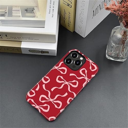 ilikediy for iPhone 12 Pro Max Case,HL2 Aesthetic Red Bow Hybrid 2 Layer Hard Shell Silicone Protective Pattern Design Case thumbnail 5