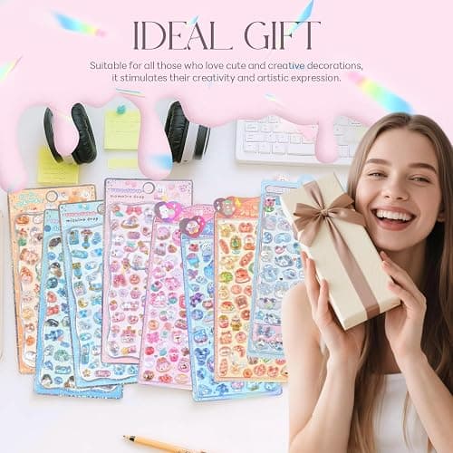 3D Cute Puffy Sticker Cartoon Rabbits Bears and Bread Themed Mini Stickers Funny Orange Small Bubble Decorative Decals for Scrapbook Journal Water Bottle Decorations thumbnail 7