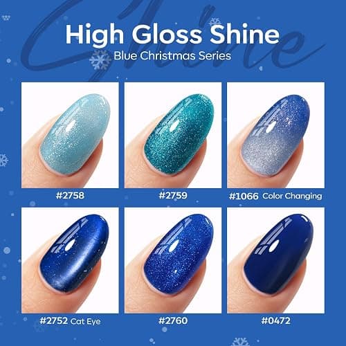 modelones Cat Eye Gel Nail Polish Set Glitter 6Colors Blue thumbnail 5