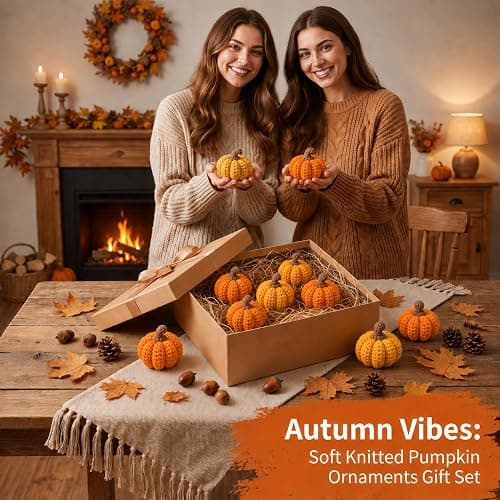 kuchisity 12 Pack Pumpkin Decor Crochet Small Pumpkins Knit Pumpkins Farmhouse Thanksgiving Gift Table Centerpiece for Mantel Halloween Decorations thumbnail 2