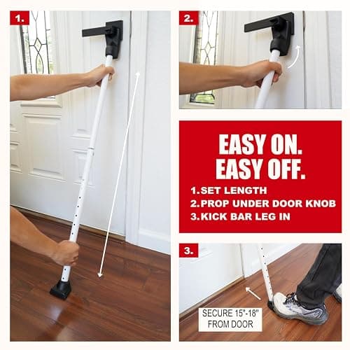 SECURITYMAN Door Security Bar & Sliding Patio Bar - Constructed of High Grade Iron - Great for Apartment Security, Hotel Safety, or Home Protection Door Stoppers thumbnail 5