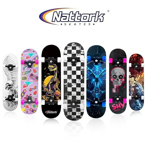 Nattork 31 Inch Complete Skateboard, Standard Skateboards for Beginners, Wood 9 Layer Canadian Maple Trick Skate Boards for Boys Girls Youth Teens Adults thumbnail 6