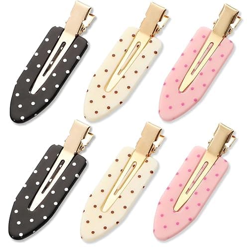 BAISEN 6 Pack Creaseless Hair Clips for Women - No Bend No Crease Hair Clips for Styling, Makeup, Washing Face, Bangs | Flat No Dent Alligator Clips for Salon & Home (Black-White-Pink) - Image 1