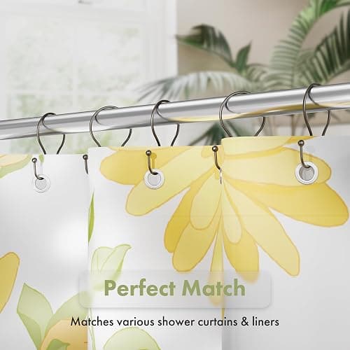 AmazerBath Shower Curtain Hooks Black Shower Curtain Rings, Simple Double Hook Shower Curtain Hooks Rust Proof, Smooth Sturdy Metal Shower Hooks for Shower Curtain Rod, 12 Pcs Shower Rod Hooks thumbnail 7