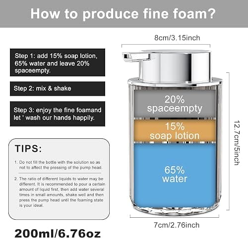 Ssiixx Foaming Hand Soap Dispenser, Bathroom & Kitchen Refillable Plastic Liquid Hand Soap Dispenser for Essential Oil,Shampoo,Dish Soap (Gray) - Gray thumbnail 3