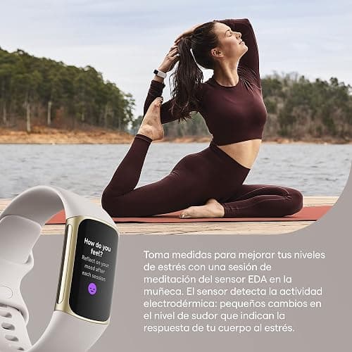 Fitbit Charge 5 Advanced Fitness & Health Tracker with Built-in GPS, Stress Management Tools, Sleep Tracking, 24/7 Heart Rate and More, Lunar White/Soft Gold, One Size (S &L Bands Included) (Renewed) thumbnail 7