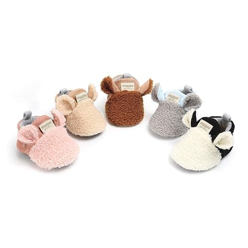Ohwawadi Infant Baby Boys Girls Slippers Cozy Fleece Booties Soft Bottom Warm Cartoon Socks Newborn Crib Shoes thumbnail 6