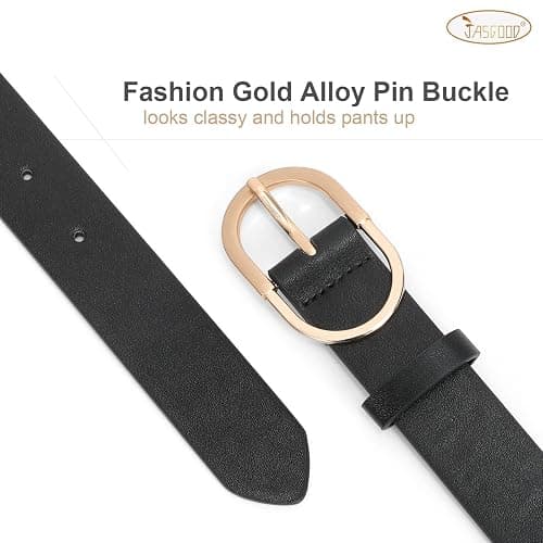 JASGOOD Women’s Leather Belts for Jeans Pants Fashion Ladies Belt with Gold Buckle thumbnail 3