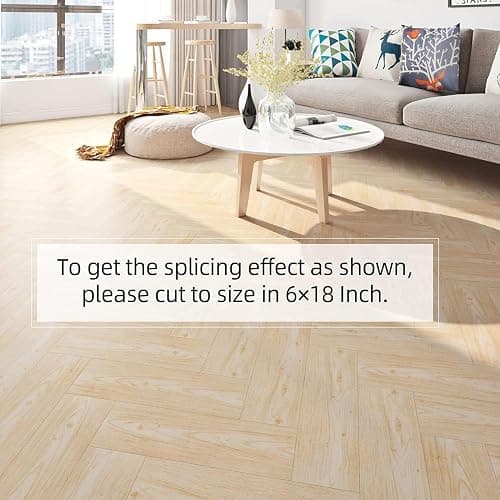 FunStick 6"x36" 30 Pcs Peel and Stick Floor Tile Light Wood Look Vinyl Flooring Tiles Peel and Stick Wood Planks for Walls Waterproof Removable Peel & Stick Flooring Tiles for Bathroom Kitchen Bedroom - Box of 30 Tiles - Natural Light Wood Grain thumbnail 5