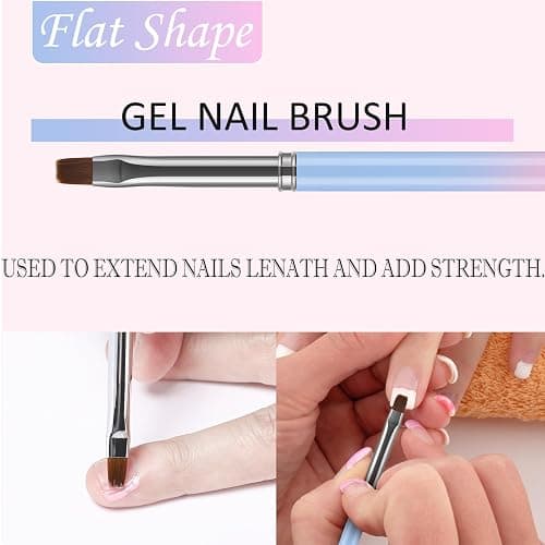 JASSINS Nail Art Clean Up Brushes, 3 Pcs Flat/Oval/Fine Angled Gel Nail Brushes,For Nail Art Design Painting DIY and Cleaning Polish Mistake on the Cuticles (Color) thumbnail 3