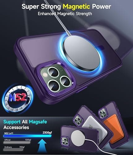 LeYi for iPhone-11-Pro Case Purple with Screen Protector X2 + Camera Cover X2[ MagSafe Compatible] Magnetic iPhone 11procase Military-Grade Protective Cases for iPhone 11Pro i Phone 11 Pro, Purple thumbnail 3