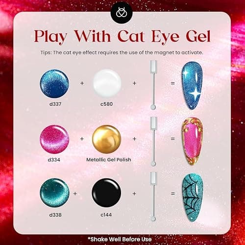 Beetles Winter Gel Nail Polish 20 Winter Colors Cat Eye Gel Polish Set Gift Spree Burgundy Red Purple with Magnet Pen Base Top Coat DIY Salon Manicured Soak Off UV LED Gifts for Women Gemstone Party thumbnail 6