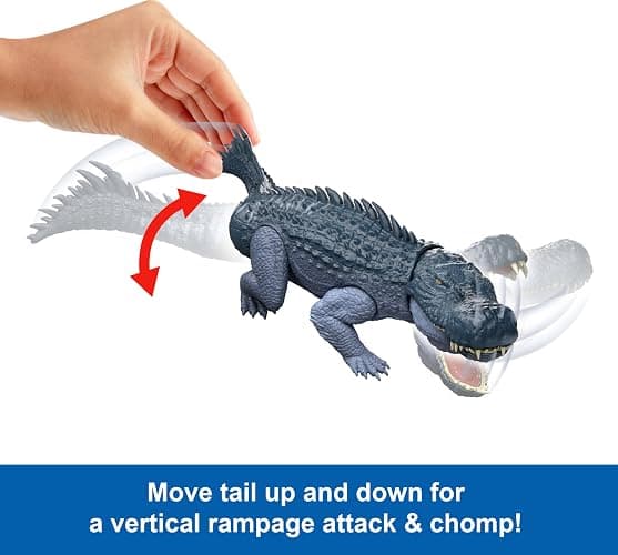 Mattel Jurassic World Rebirth Gigantic Thrashers Dinosaur Figure, Purussaurus Large Species Toy, 2 Rampage Attacks, Digital Play thumbnail 3