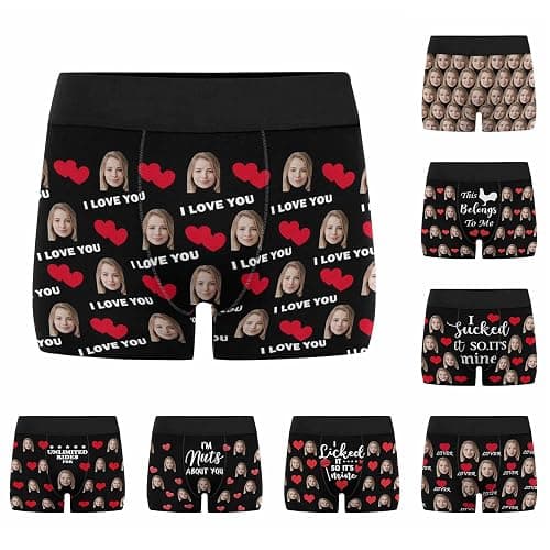 AOFUN Custom Boxer Heart Boxer Valentine Boxer Picture Mens Boxers Girlfriend Face Boxers Custom Thong thumbnail 3