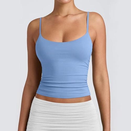 NAZOFCIH 3 Pack Women’s Spaghetti Strap Crop Tank Tops – Fitted Sleeveless Cami with Scoop Neck for Layering, Workout, Casual thumbnail 3