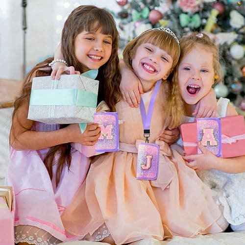 Luchike Kids Wallet for Little Girls - Toddler & Teen Girl Wallets with Initials, Coin Pocket & Magic Sticker - Purple thumbnail 2