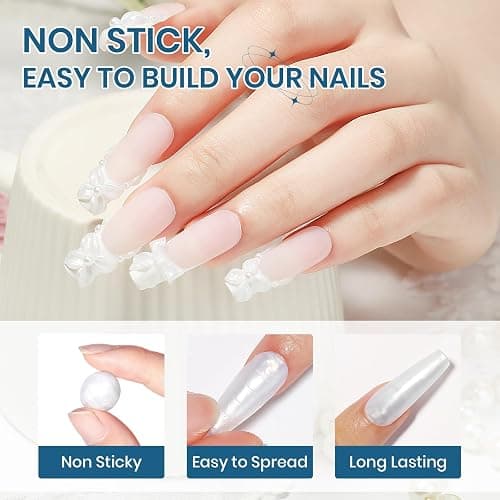 SUPWEE Clear and Pearl White Nail Extension Gel 3D Nail Art Sculpture Gel | 3d Sculpture Gel Hard Gel with Silicone Pen for Carving Patterns Decoration Home Manicure DIY for Women thumbnail 6