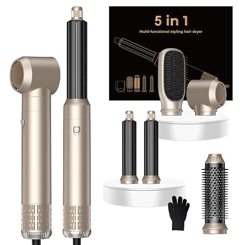 5 in 1 Hair Dryer Brush Set,Professional Negative Ionic Hot Air Styler, Air Curling Wrap Styler,Detachable Blow Dryer Brush With Auto Wrap Curlers,Hair Styling Tools For Straight/Curl/Drying/Smoothing - Image 1