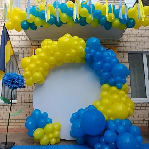 Yellow Blue Balloons 12 Inches with Confetti Balloon | Dark Blue Yellow White Latex Balloon Helium for Kids Birthday Graduation Baby Shower Party Decoration thumbnail 8