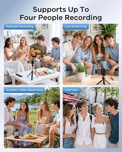Bayanbulu 4 Packs Wireless Lavalier Microphone for iPhone Android Camera | Mini Clip-On Mic with Noise Reduction for 4-Person Video Recording, Interviews, Podcasts, YouTube, TikTok & Vlogging thumbnail 8