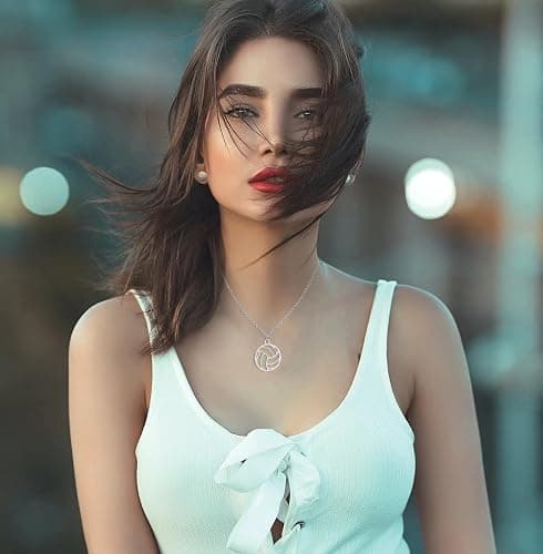 HUJUON Stainless Steel Hollow Volleyball Necklace,Cute Geometric Volleyball Sports Pendant Necklace,Football Clavicle Chain Necklace for Women Men thumbnail 2