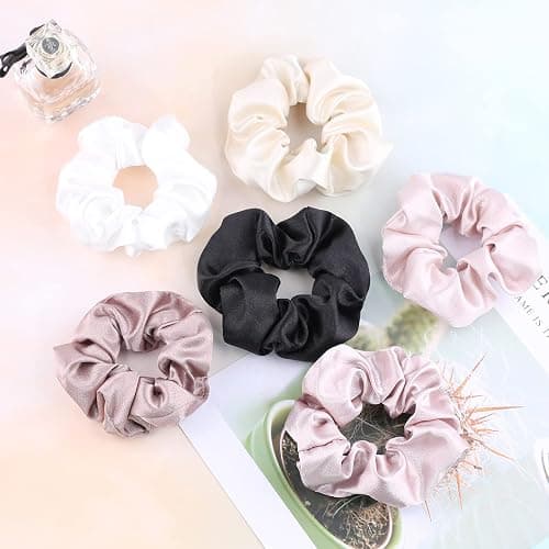 IVARYSS Satin Scrunchies for Women, Soft Than Silk for Hair, Fashion Ties and Bands for Thin | Thick Hair Styling, 16 Pack (Champagne) thumbnail 3