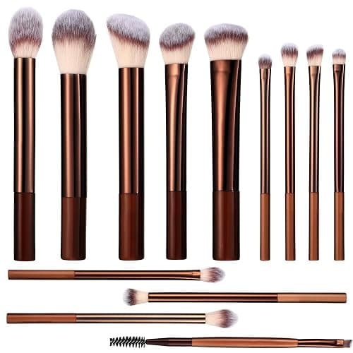 13 Pcs Makeup Brushes Set Professional Makeup Brush Set Premium Synthetic Foundation Eye Shadows Blush Powder Concealers Make Up Brushes For Women (Coffee) thumbnail 8