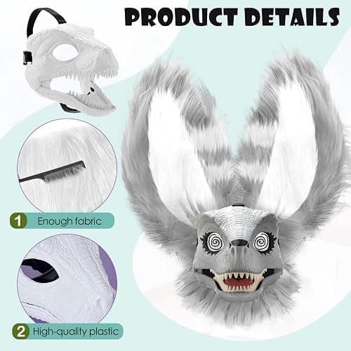 Seenelling 13 Pcs DIY Dino Mask Kit Hard Plastic Dinosaur Mask Furry Therian Dino Costume Kit Animal Dinosaur Party Costume thumbnail 3