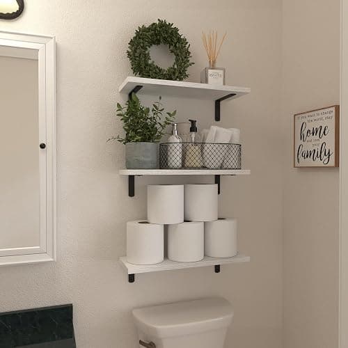 WOPITUES White Floating Shelves Set of 6,Wood for Bedroom,Modern Wall Decor,Bathroom Storage,Book Living Room[Upgraded]-White (HM011A) thumbnail 4