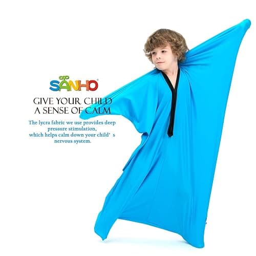 SANHO Sensory Sock Body Sock,Small,3-5 Years, 40" H x 27" W,Good for Height:30"-41",Perfect for Children with Sensory Processing Disorder,Updated Version,Bright Blue thumbnail 3