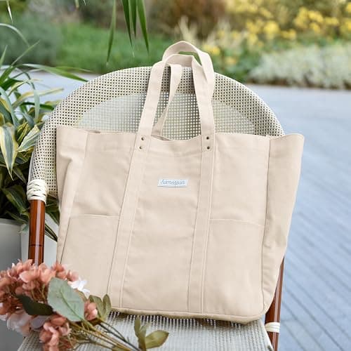 HOMESPON Large Canvas Tote Bag for Women Everything Bag with Pockets and Laptop Sleeve thumbnail 7