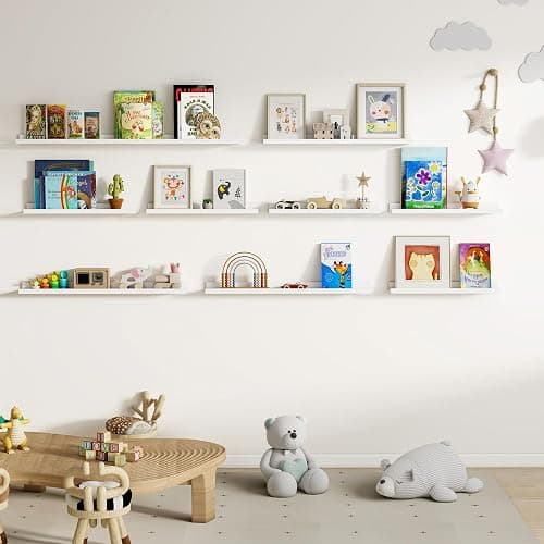 Dreamland Picture Ledge Shelf for Wall, Floating Shelves Set of 2, 48 Inch Long Floating Shelves with Lip for Living Room, Bedroom, Bathroom, Kitchen, White thumbnail 5