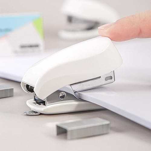 White Color Mini Stapler with Staples,Small Cute Stapler for Desk,Gift for Student or Office Use (White) thumbnail 2