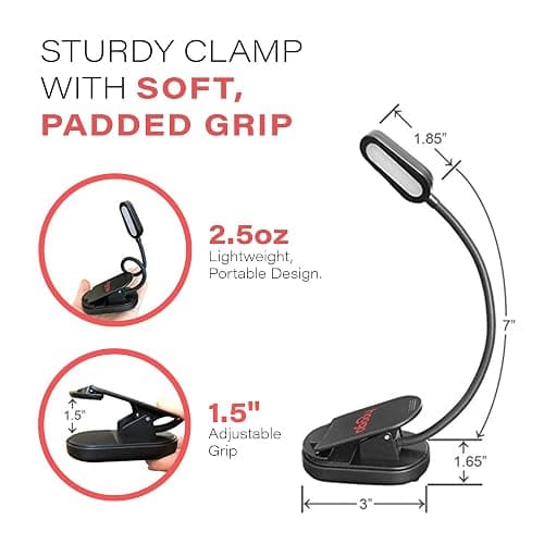 hooga Amber Book Light, Rechargeable Clip-On Blue Light Blocking LED Reading Light, 1600K Warm Eye Care for Bed, Students, Kids, Travel, Nursing, Studying thumbnail 6