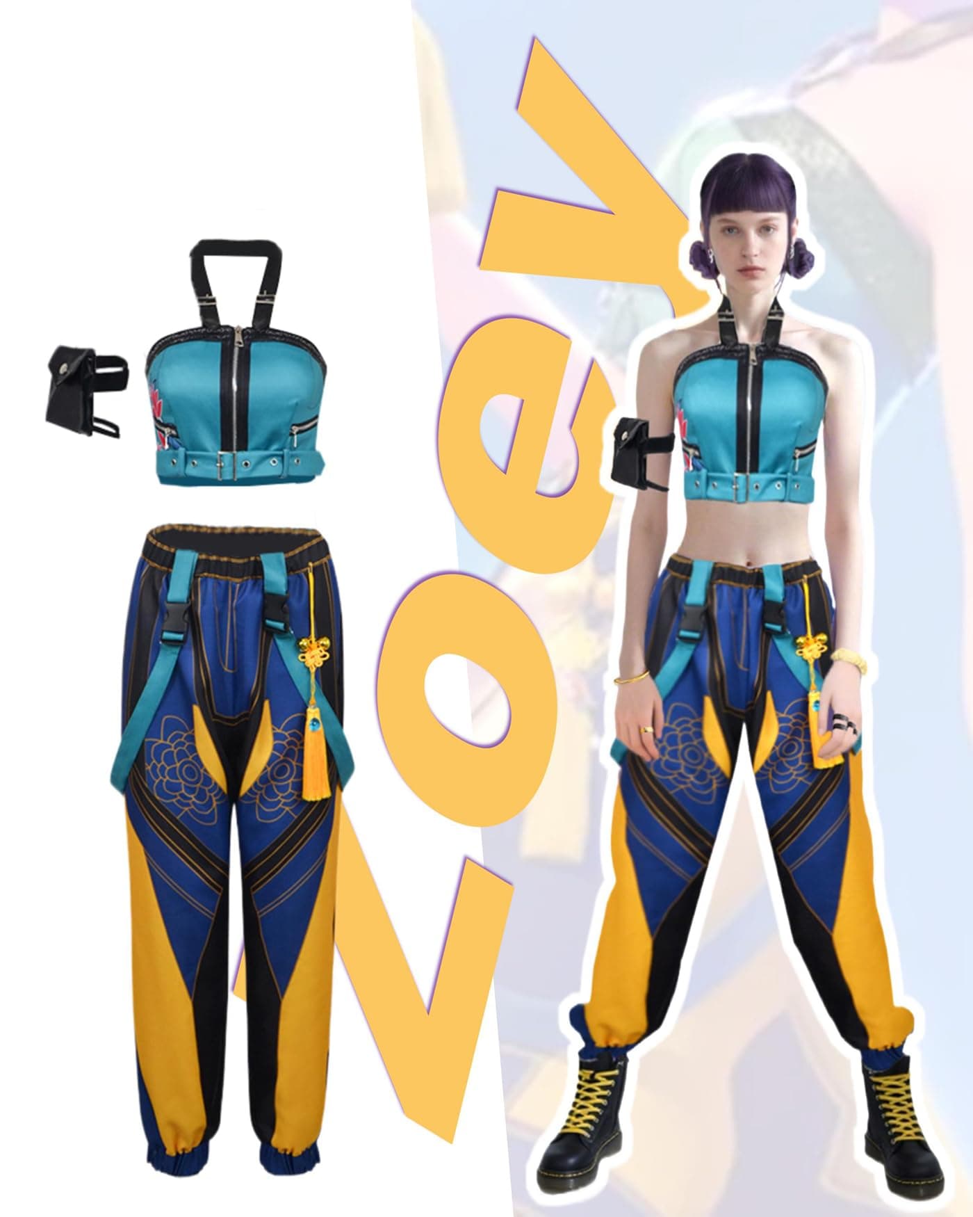 Koongso Women’s Anime K-Pop Demon-Hunting Costume, Hunters Idol Zoey Cosplay Full Outfits Halloween Carnival Fancy Dress Up - X-Small thumbnail 2