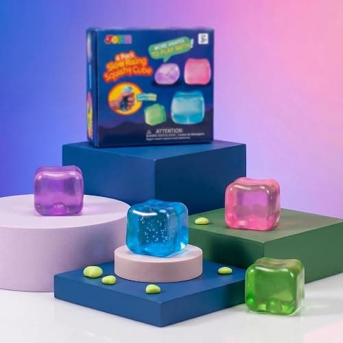 JOYIN 4 Pack Stress Cube, 2'' High Density Ice Cube Fidget Toy, Stress Relief with Slow Rising Sensory Squishy Toys for Kids Adults, Birthday Gifts, Party Favors, Classroom Prizes for Boys Girls thumbnail 9