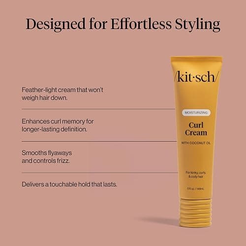 Kitsch Moisturizing Curl Cream for Curly Hair – Lightweight Curly Hair Products for Men & Women | Defines Curls, Controls Frizz & Boosts Shine | Hydrating Curling Cream thumbnail 6