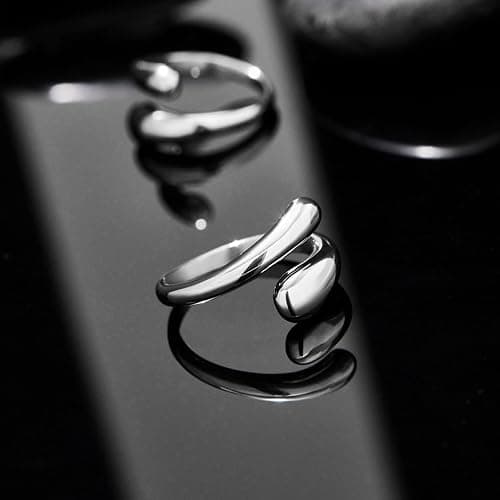Non Tarnish Gold Chunky Rings for Women, 14K Gold Plated Statement Dome Rings Stacking Silver, Adjustable Mens Eternity Wedding Band Mixed Metal Jewelry Size 3-13 thumbnail 7