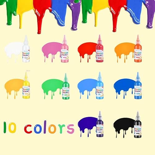 Washable Paint Set, 10 Colors x 60ml (2 fl oz) Squeeze Bottles, Non-Toxic Craft Paint for Paper, Posters, Classroom Art & DIY Projects thumbnail 5