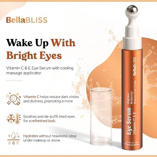 BellaBLISS Vitamin C & Vitamin E Eye Serum – Hydrating Under Eye Roller for Puffiness, Wrinkles & Dark Circles – Lightweight Cooling Formula – 0.5 fl.oz / 15 ml – Pack of 1 thumbnail 2