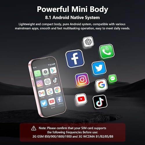 soyes Mini Phone World's Smallest 3.0" HD Touch Screen Mini Smartphone Unlocked Android Compact Mobile Phone for Kids & Students Cell Phone wih Quad-Core Dual SIM Face ID 2GB+16GB Pink thumbnail 6