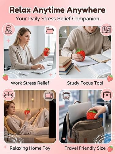 Strawberry Squishy Squishy Strawberry 3.15''/7'' Stress Ball Slow Rising Slow Rise Toy Jumbo Cheese Giant Fruit Big Fidget Party Favor Pressure for Adults Soft Squeeze Relief(Small 3.15in 1PC) thumbnail 6