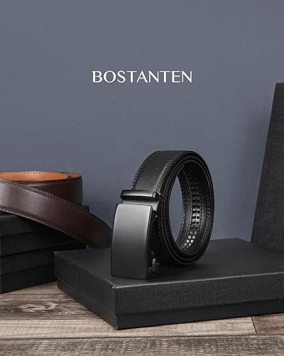 BOSTANTEN Mens Belt Leather Ratchet Belt For Men Dress and Casual with Adjustable Buckle, Trim to Fit thumbnail 5