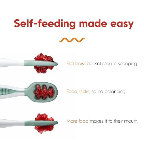 NumNum Baby Spoons Set, Baby Essentials Pre-Spoon GOOtensils for 6+ Months, First Stage Self-Feeding Spoons for Baby Led Weaning (BLW), Silicone Toddler Utensils, BPA-Free, 6 Pack Rainbow thumbnail 3