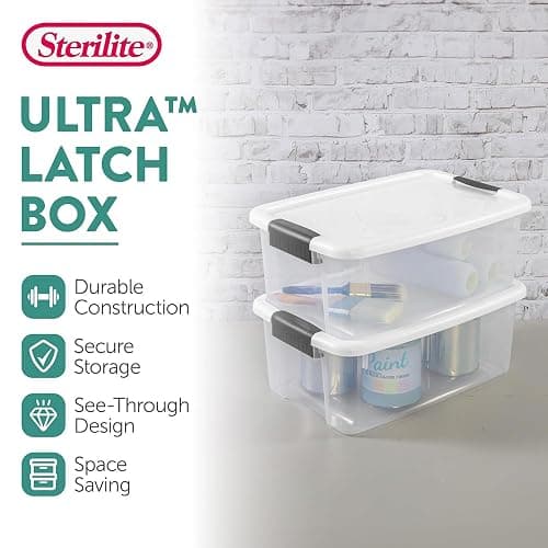 Sterilite 6-Pack Ultra Latching Box, Storage Bins with Lids, Clear Plastic, 18 Quart - Heavy-Duty Organizing Containers for Closet, Bathroom, and Office thumbnail 4
